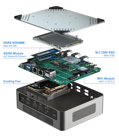Barebone Kosmos KM-M9 i5-1340P 2xDDR5 Sodimm M.2 NVMe Wifi6 BT5.2