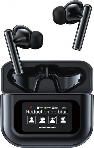 Good Nook Écouteurs noir Bluetooth sans Fil, réduction de Bruit, Écran Tactile