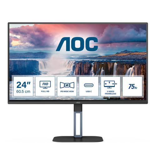 Mon 23.8 AOC 24V5CE/BK IPS FHD 2x3W HUB USB-C 4 ms 75 Hz