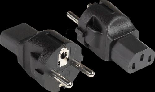 Adaptateur secteur CEE7/7 vers IEC C13, fiche contact de terre - prise secteur