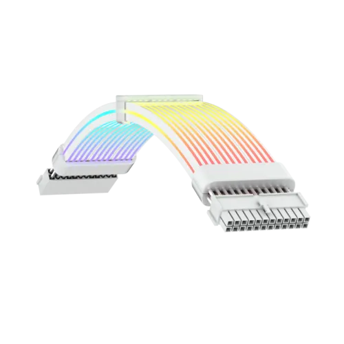 [9505-1900R0016] Cable Extension Alim GAMEMAX MB 24PIN-W Blanc ARGB