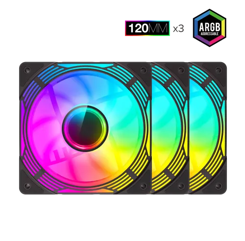 [9501-0201R0035] Ventilateur x 3 GAMEMAX KF300R BK noir ARGB