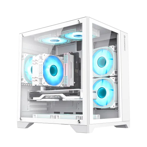 [9101-0000R0190] Boitier Gamer Mini Tour GAMEMAX Infinity Mini WH MATX Blanc Aquarium