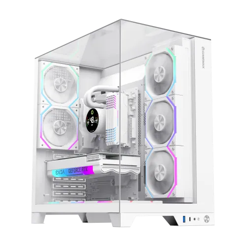[9101-0000R0157] Boitier Gamer Moyen Tour GAMEMAX Infinity Pro WH ATX USB-C Blanc Aquarium