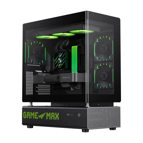 [1118-3090R0002] Boitier Gamer Moyen Tour GAMEMAX N90 BG ATX USB-C Noir Aquarium BottomPSU