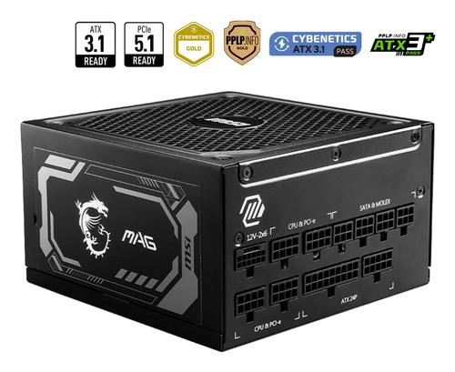 [ALIMMSI1250GOLD] Alimentation MSI MAG A1250GL 1250W 80+Gold ATX Modulaire