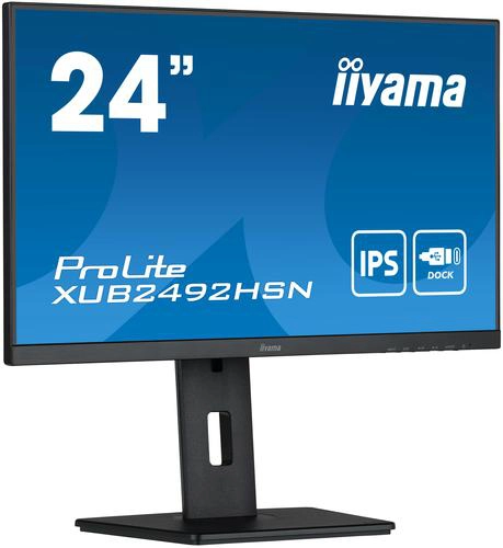 [MONIIYAMA24XUB2492HS] Mon 24 IIYAMA XUB2492HSN-B5 Noir IPS 4ms HDMI DP USB C HP HA Pivot Rota Dock USB